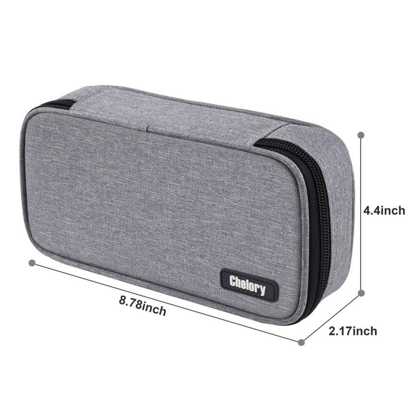 Chelory Big Pencil Case Large Capacity Pencil Bag Pouch High Storage Pen Marker Case Holder Multi Functional Office Stationery Organizer Makeup Cosmetic Bag Men Women, Gray - Image 5
